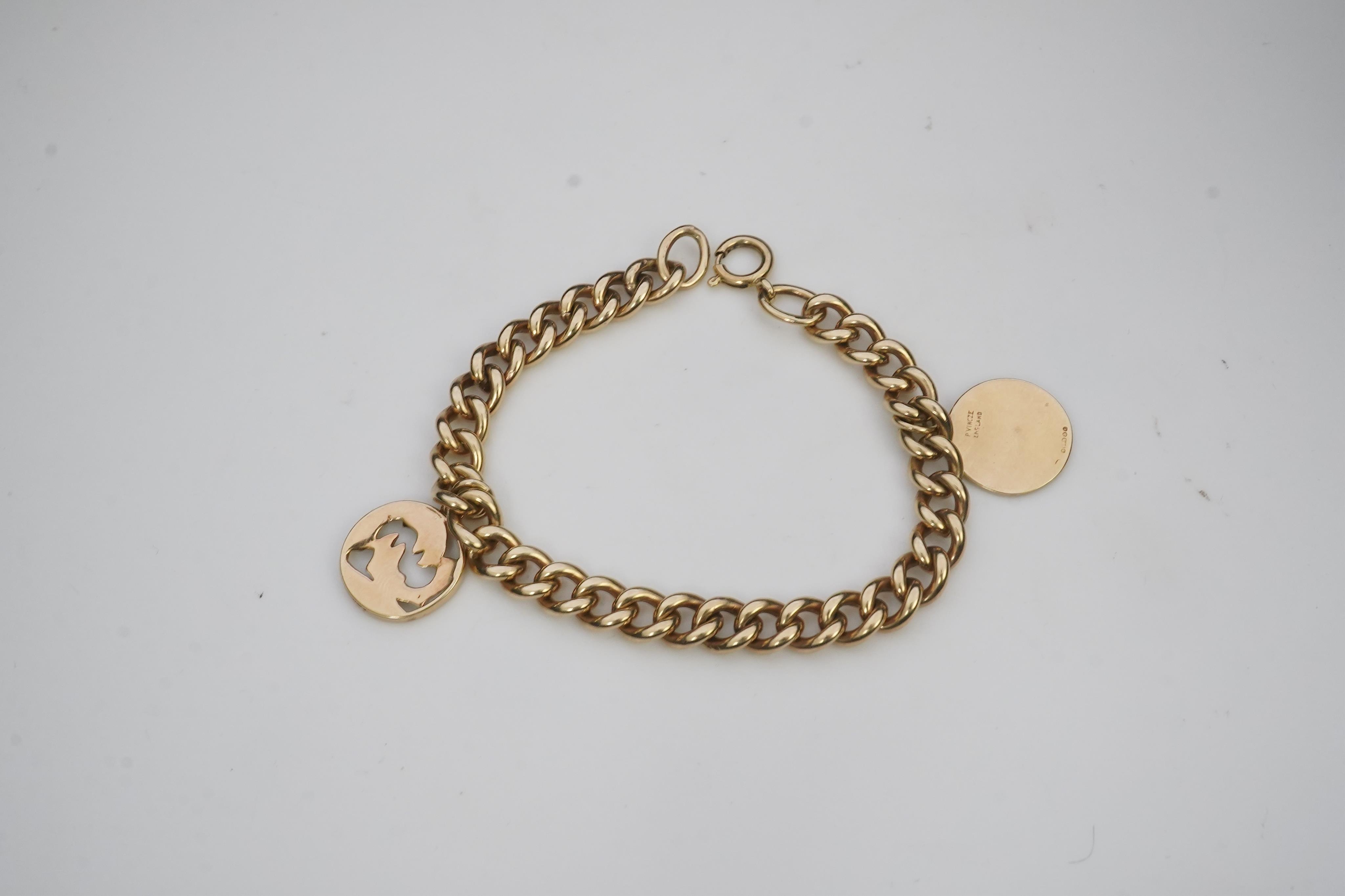 A 9ct gold charm bracelet, circa 1997